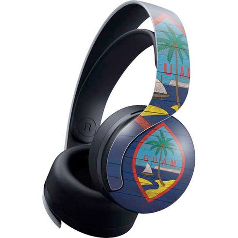 Guam Flag Dark Wood PULSE 3D Wireless Headset for PS5 Skin